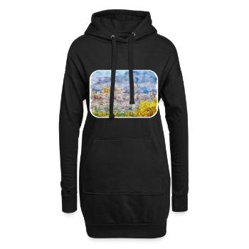 Athènes Grèce Aquarelle Sketch Illustration - Sweat-shirt à capuche long Femme - noir - Devant