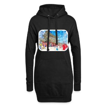 Busan Südkorea Aquarell Skizze Zeichnung Zeichnung - Hoodie-Kleid - Schwarz - Vorne