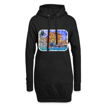 Vienne Autriche Aquarelle Esquisse Peinture - Sweat-shirt à capuche long Femme - noir - Devant