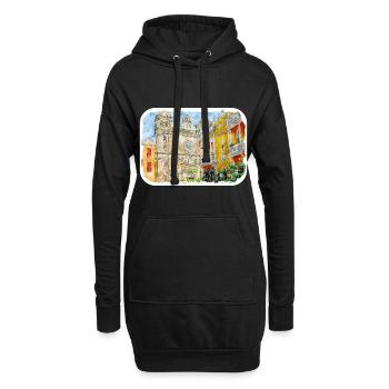 Cartagena Kolumbien Aquarell Skizze Gezeichnet Illustr - Hoodie-Kleid - Schwarz - Vorne