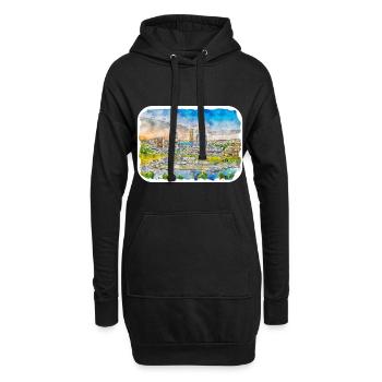 Litauen Wahrzeichen Aquarell Skizze Illustration - Hoodie-Kleid - Schwarz - Vorne