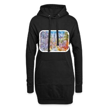 Pays-Bas Aquarelle Esquisse Dessinée Illustration - Sweat-shirt à capuche long Femme - noir - Devant