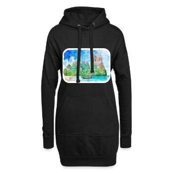 Thaïlande Aquarelle Esquisse Dessinée à la Main Illustration - Sweat-shirt à capuche long Femme - noir - Devant