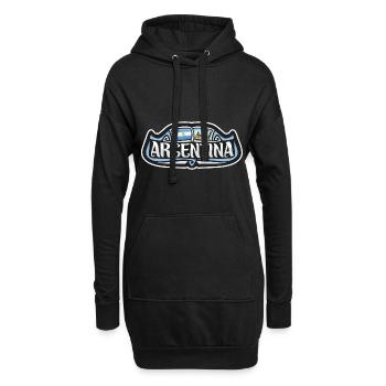 Argentinien Flagge Reise Souvenir Aufkleber Abzeichen Logo - Hoodie-Kleid - Schwarz - Vorne