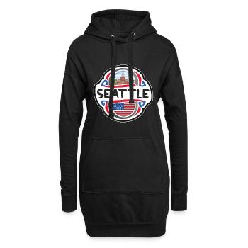 Seattle USA Vereinigte Staaten Flagge Reise Souvenir Bad - Hoodie-Kleid - Schwarz - Vorne