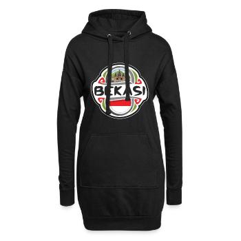 Bekasi Indonesien Flagge Abzeichen Reise Souvenir Briefmarke - Hoodie-Kleid - Schwarz - Vorne