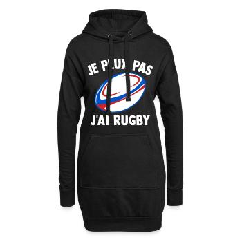 Je peux pas j'ai rugby humour sport rugby - Sweat-shirt à capuche long Femme - noir - Devant