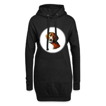 American Foxhound Dog Aquarell Illustration - Hoodie-Kleid - Schwarz - Vorne