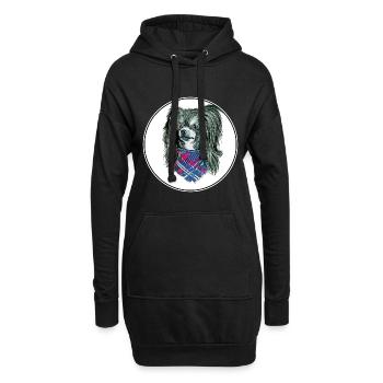 Illustration de l’aquarelle de chien à crête chinoise - Sweat-shirt à capuche long Femme - noir - Devant