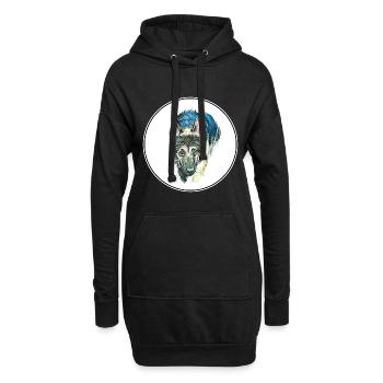 Osteuropäischer Schäferhund Aquarell Illustration - Hoodie-Kleid - Schwarz - Vorne