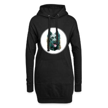 Illustration d’art à l’aquarelle de chien de berger néerlandais - Sweat-shirt à capuche long Femme - noir - Devant