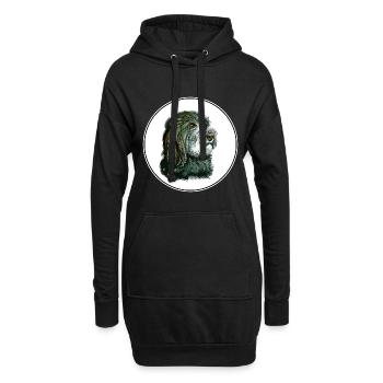 Katalanischer Schäferhund Aquarell Illustration - Hoodie-Kleid - Schwarz - Vorne