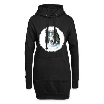 Illustration de l’aquarelle de chien esquimau canadien - Sweat-shirt à capuche long Femme - noir - Devant