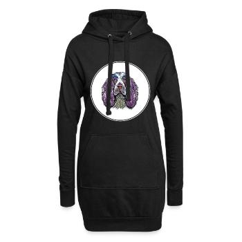 Englisch Springer Spaniel Hund Aquarell Illustrati - Hoodie-Kleid - Schwarz - Vorne