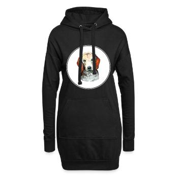 Estnischer Hund Aquarell Kunst Illustration - Hoodie-Kleid - Schwarz - Vorne