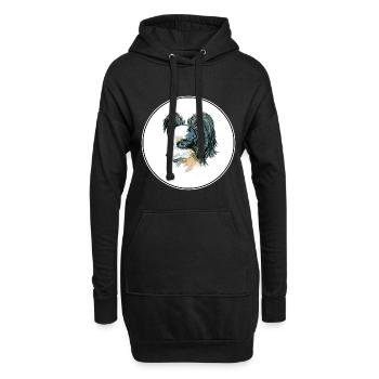 Papillon Dog Aquarelle Art Illustration - Sweat-shirt à capuche long Femme - noir - Devant