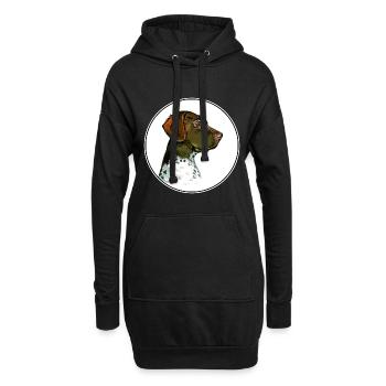 Old Danish Pointer Dog Watercolor Illustration - Hoodie Dress - black - Front