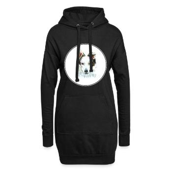 Seppala Sibirischer Schlittenhund Hund Aquarell Illustrati - Hoodie-Kleid - Schwarz - Vorne
