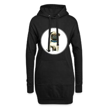 Mops Hund Aquarell Gemälde Illustration - Hoodie-Kleid - Schwarz - Vorne