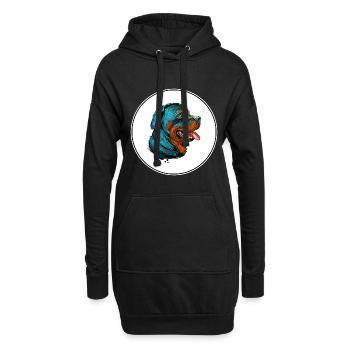 Rottweiler Hund Aquarell Illustration - Hoodie-Kleid - Schwarz - Vorne