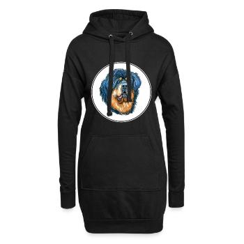 Tibetan Mastiff Dog Aquarelle Sketch Illustration - Sweat-shirt à capuche long Femme - noir - Devant