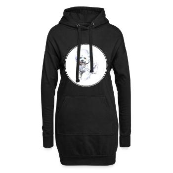 Bichon Frise Dog Aquarelle Illustration - Sweat-shirt à capuche long Femme - noir - Devant