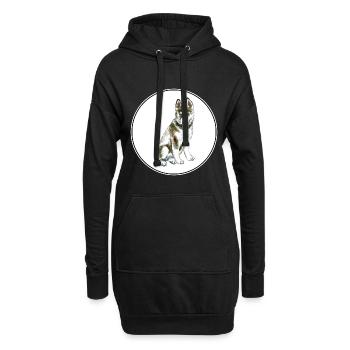 Husky Hund Aquarell Farbe Illustration - Hoodie-Kleid - Schwarz - Vorne