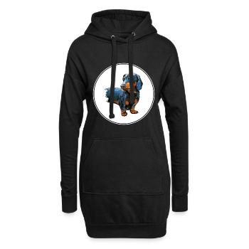 Illustration de l’aquarelle de chien teckel - Sweat-shirt à capuche long Femme - noir - Devant