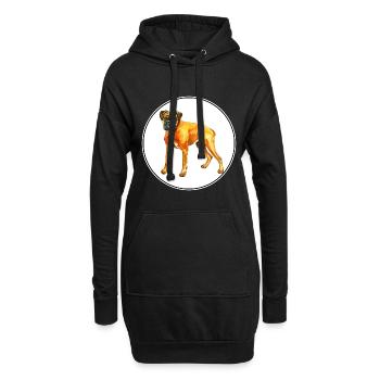Deutscher Boxerhund Aquarell Illustration - Hoodie-Kleid - Schwarz - Vorne
