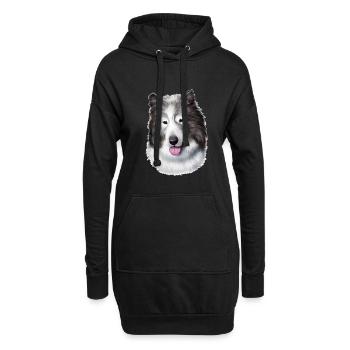 Illustration de l’aquarelle de chien esquimau canadien - Sweat-shirt à capuche long Femme - noir - Devant