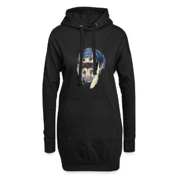 Osteuropäischer Schäferhund Aquarell Illustration - Hoodie-Kleid - Schwarz - Vorne