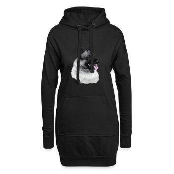 Norwegischer Elchhund Hund Aquarell Illustration - Hoodie-Kleid - Schwarz - Vorne