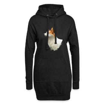 Norrbottenspets Hund Aquarell Skizze Illustration - Hoodie-Kleid - Schwarz - Vorne