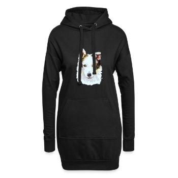 Seppala Sibirischer Schlittenhund Hund Aquarell Illustrati - Hoodie-Kleid - Schwarz - Vorne
