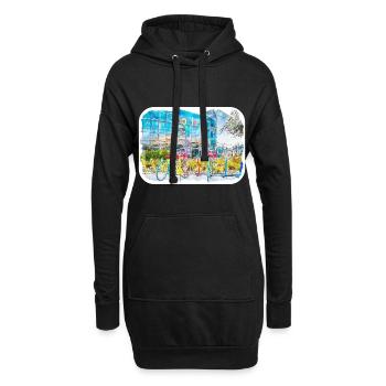 USA Aquarellskizze Handgezeichnete Illustration - Hoodie-Kleid - Schwarz - Vorne