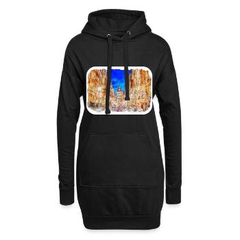 Pologne Repère Aquarelle Esquisse Dessin de peinture - Sweat-shirt à capuche long Femme - noir - Devant