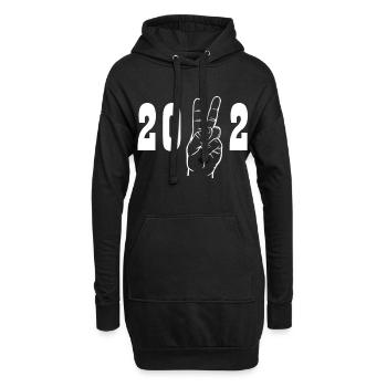 2022 Peace Zeichen - Hoodie-Kleid - Schwarz - Vorne