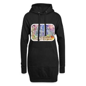 Malaisie Aquarelle Esquisse Dessinée à la Main Illustration - Sweat-shirt à capuche long Femme - noir - Devant