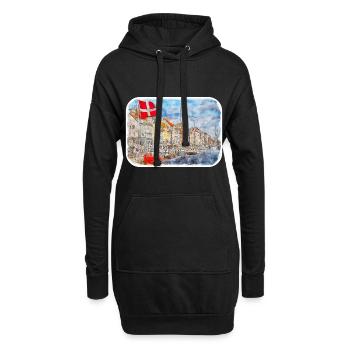 Copenhague Danemark Aquarelle Sketch Illustration - Sweat-shirt à capuche long Femme - noir - Devant