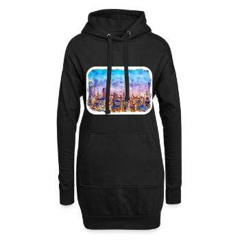 Chicago USA Aquarell Skizze gezeichnete Illustration - Hoodie-Kleid - Schwarz - Vorne
