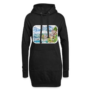 Autriche Aquarelle Esquisse Dessinée à la main Illustration - Sweat-shirt à capuche long Femme - noir - Devant