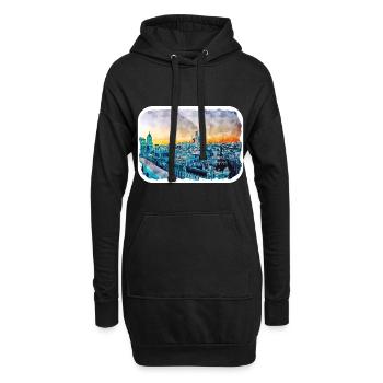 Madrid Espagne Aquarelle Esquisse Dessinée Peinture - Sweat-shirt à capuche long Femme - noir - Devant