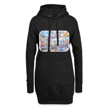 Londres UK Aquarelle Esquisse Dessinée à la Main Peinture - Sweat-shirt à capuche long Femme - noir - Devant