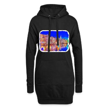 Pays-Bas Aquarelle Esquisse Dessinée Illustration - Sweat-shirt à capuche long Femme - noir - Devant