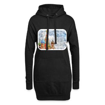 Moscou Russie Aquarelle Esquisse Dessinée Peinture - Sweat-shirt à capuche long Femme - noir - Devant