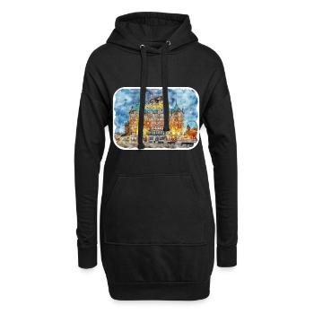 Quebec Kanada Aquarell Skizze gezeichnete Illustration - Hoodie-Kleid - Schwarz - Vorne