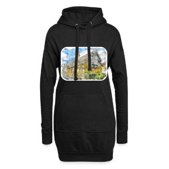 Uk Landmark Aquarelle Sketch Painting Illustratio - Sweat-shirt à capuche long Femme - noir - Devant