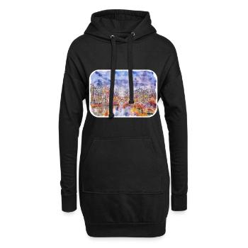 Amsterdam Niederlande Aquarellskizze Zeichnung - Hoodie-Kleid - Schwarz - Vorne