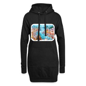 Barcelona Spanien Aquarell Skizze gezeichnet Illustrati - Hoodie-Kleid - Schwarz - Vorne