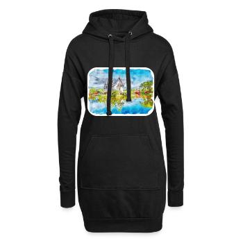 Thaïlande Aquarelle Esquisse Dessinée à la Main Illustration - Sweat-shirt à capuche long Femme - noir - Devant